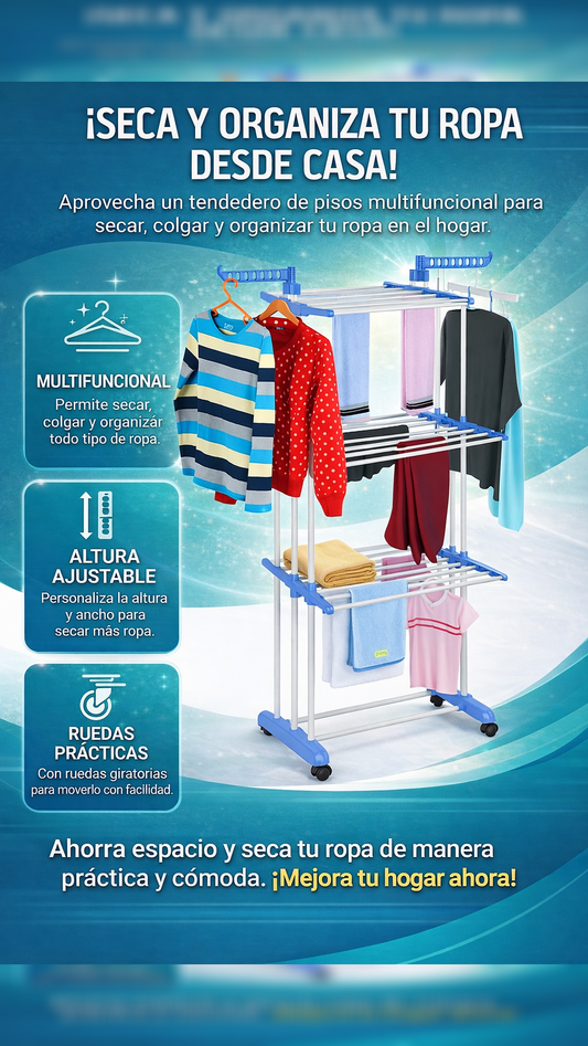 Tendedero Para Ropa 3 Niveles Plegable